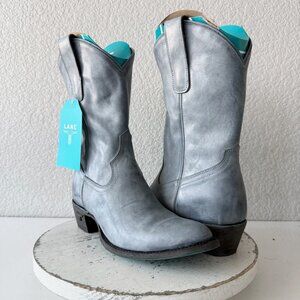 Lane PLAIN JANE Cowboy Midi Boots Washed Denim Blue Western Cowgirl Short Size 9
